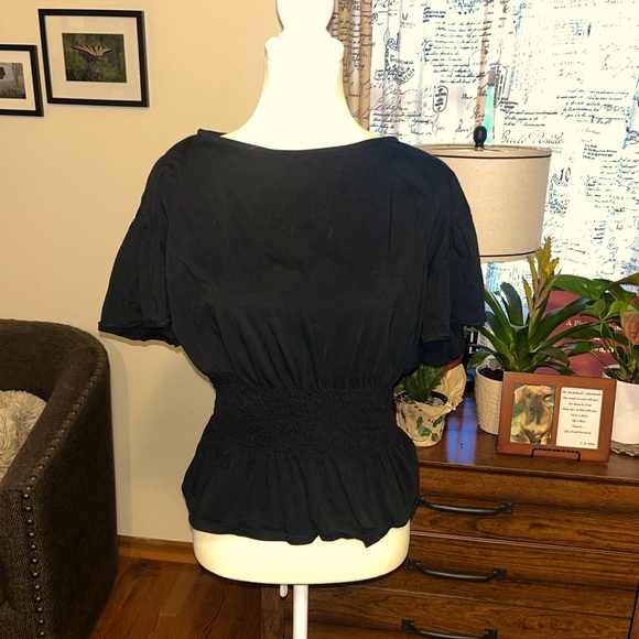 International Concepts Black Short Sleeve Peplum Size L - Picture 2 of 3